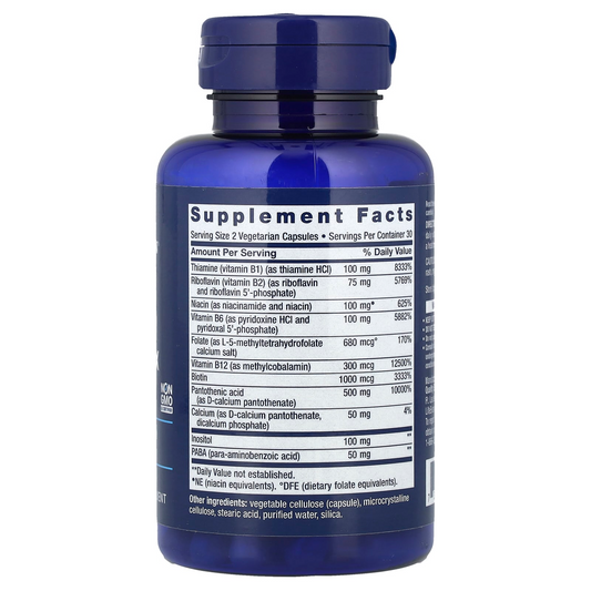 Life Extension Bio Active Complete B-Complex Energy & Metabolism, Brain Health, Full Spectrum Formula 60 Vegetarian Capsules
