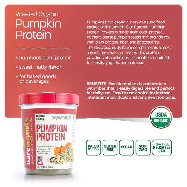 Bare Organics Roasted Organic Pumpkin Protein Powder 340g