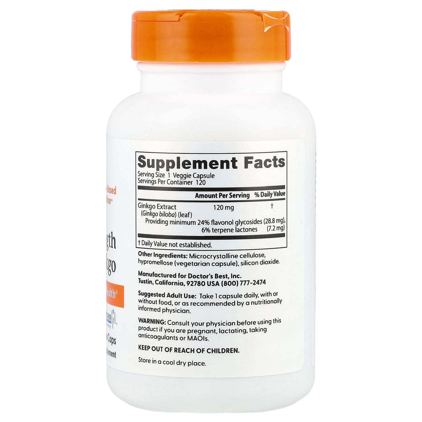 Doctor's Best Ginkgo 120 Mg Cognitive Support Brain Circulation Antioxidant Support Veggie Caps