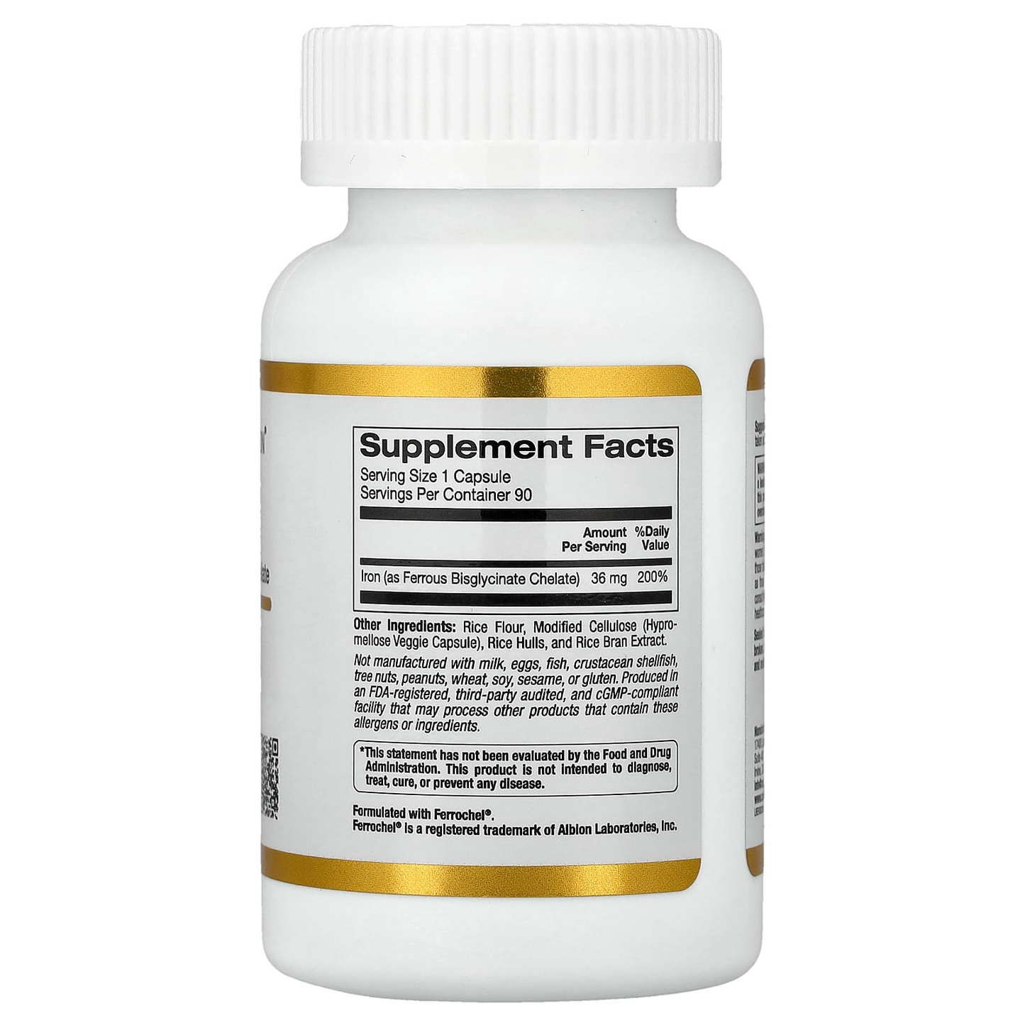 California Gold Nutrition Ferrochel Iron (bisglycinate) 36 Mg, 90 Veggie Capsules
