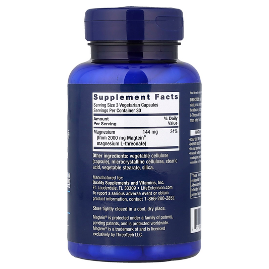Life Extension Neuro-Mag® Magnesium L-Threonate Supports Memory and Cognitive Function 90 Vegetarian Capsules