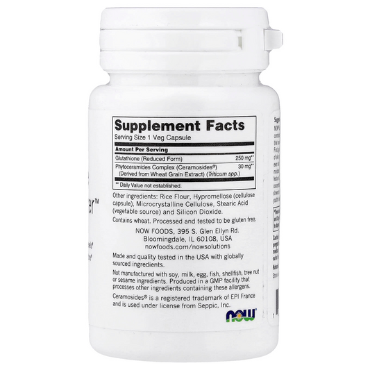 Now Foods Solutions Glutathione Skin Brightener 30 Veg Capsules