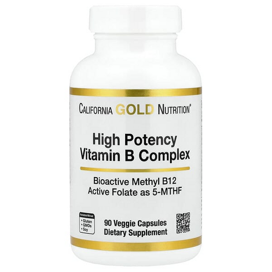 California Gold Nutrition High Potency Vitamin B Complex with Thiamin HCl Niacin Pantothenic Acid and Inositol Veggie Capsules