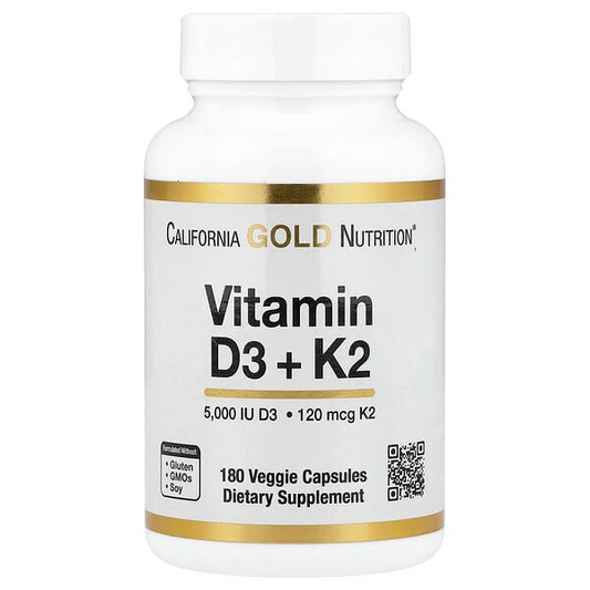 California Gold Nutrition Vitamin D3 + K2 as MK-7 Veggie Capsules