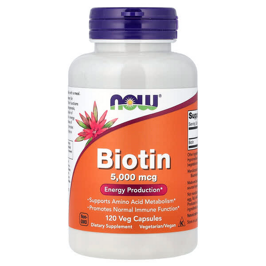 Now Foods Biotin 5,000 Mcg Energy Production Supports Amino Acid Metabolism Pismotes Normal Immune Function Veg Capsules