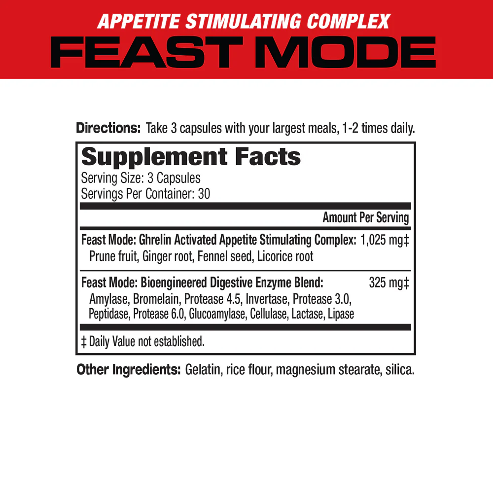 Muscle Meds Weight Gain Pill Feast Mode Appetite Stimulating Complex 90 Capsules
