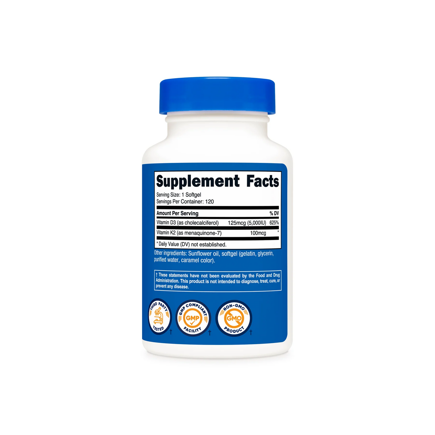 Nutricost Vitamin K2 + Vitamin D3 Bone Health Calcium Balance Nutrient Absorption 120 Softgels