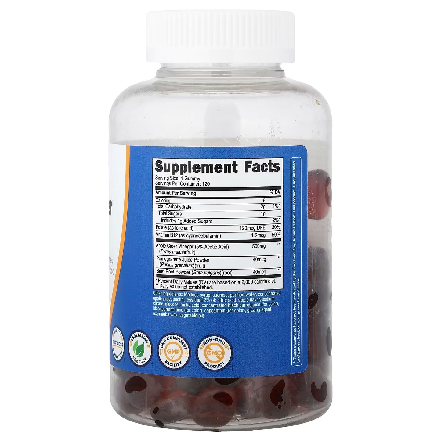 Nutricost Apple Cider Vinegar Gummies 500mg – 120 Apple-Flavored Gummies, ACV Supplement