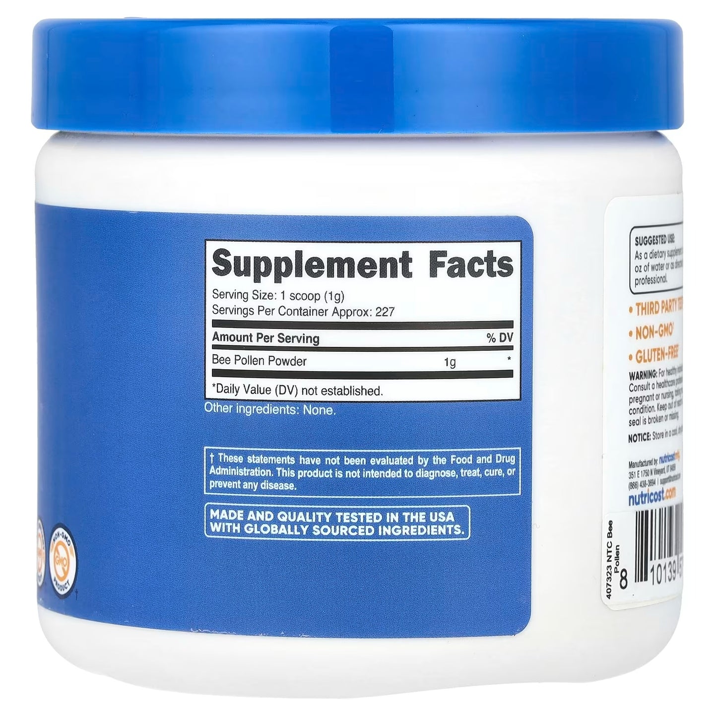 Nutricost Bee Pollen Powder 8 oz (227g) – Unflavored, 227 Servings, Gluten-Free & Non-GMO