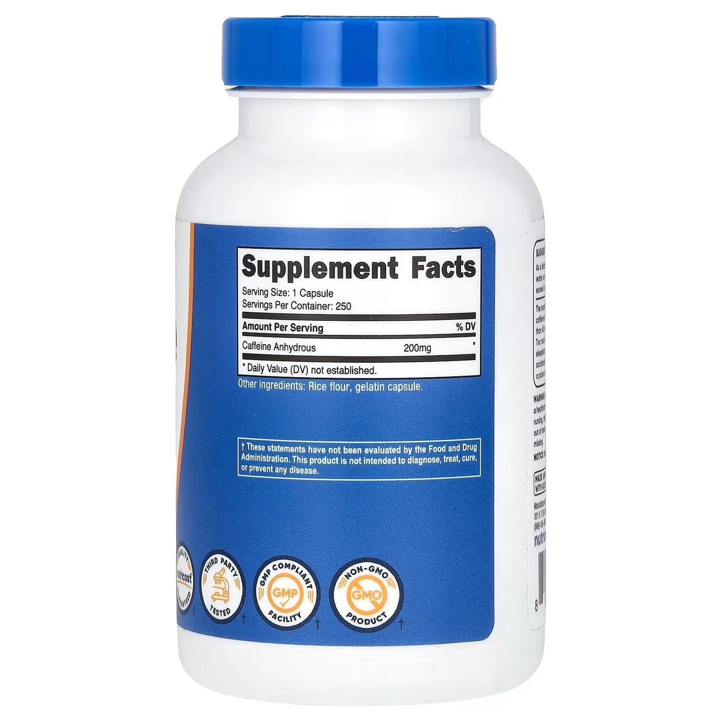 Nutricost Caffeine Pills 200mg – 250 Capsules, Energy & Focus Supplement