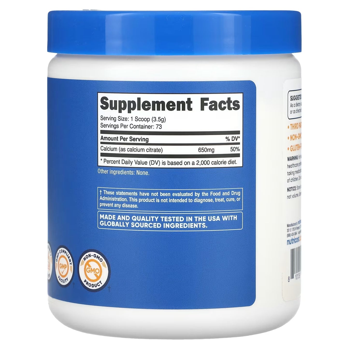 Nutricost Calcium Citrate Powder 250g – Unflavored Calcium Supplement, Mineral Powder
