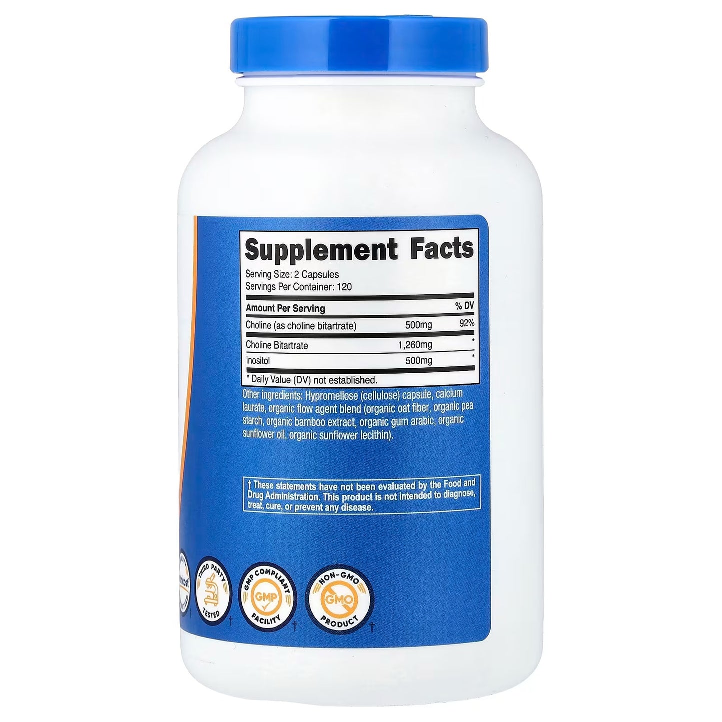 Nutricost Choline & Inositol 1000mg – 240 Capsules, Gluten-Free Choline & Inositol Supplement