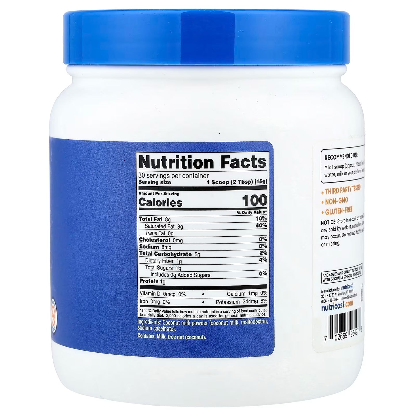 Nutricost Coconut Milk Powder 1 lb (454g) – Creamy Coconut Powder, Natural Pantry Ingredient