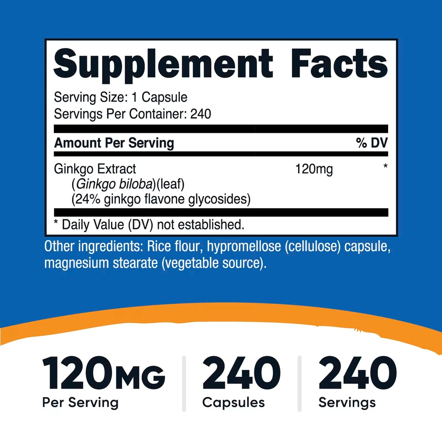 Nutricost Ginkgo Biloba 120mg – 240 Capsules, Extra Strength, Gluten-Free & GMO-Free