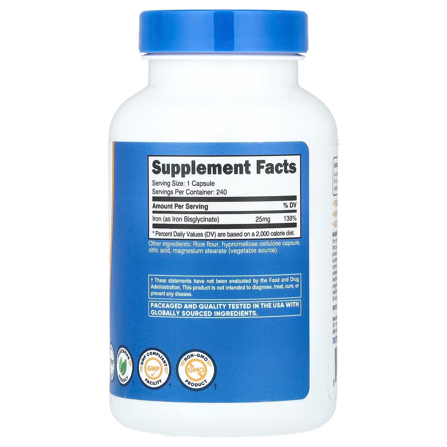 Nutricost Iron Bisglycinate 25mg – 240 Capsules, Gentle Iron Chelate Supplemen