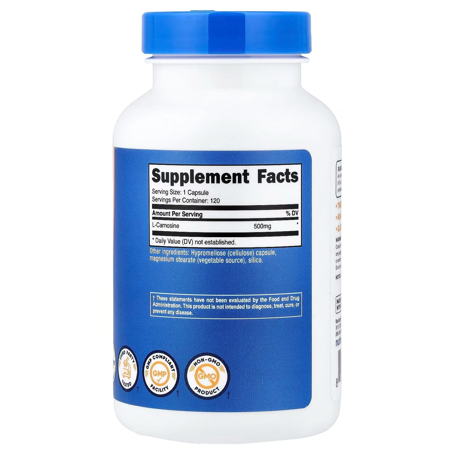 Nutricost L-Carnosine 500mg – 120 Capsules, Gluten-Free & Non-GMO Amino Acid Supplement