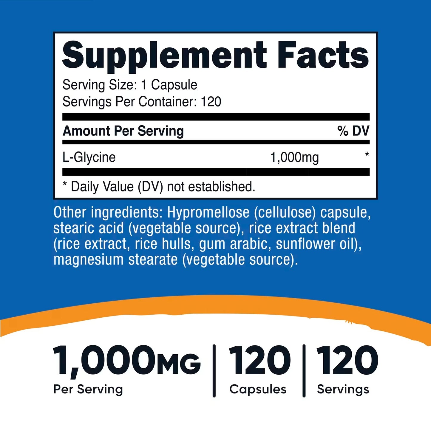 Nutricost L-Glycine 1000mg – 120 Vegetarian Capsules, Gluten-Free & GMO-Free