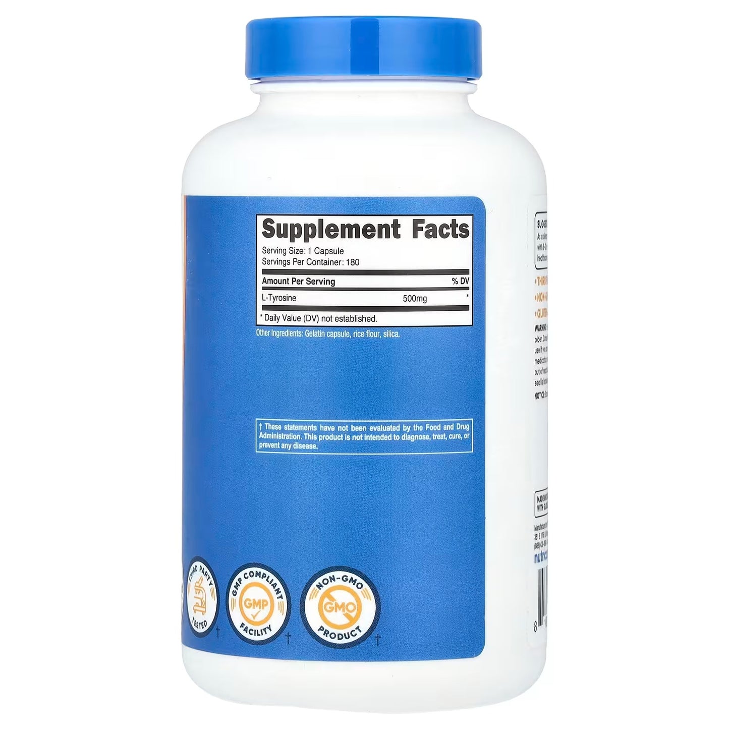 Nutricost L-Tyrosine 500mg – 180 Capsules, Gluten-Free & GMO-Free Amino Acid Supplement