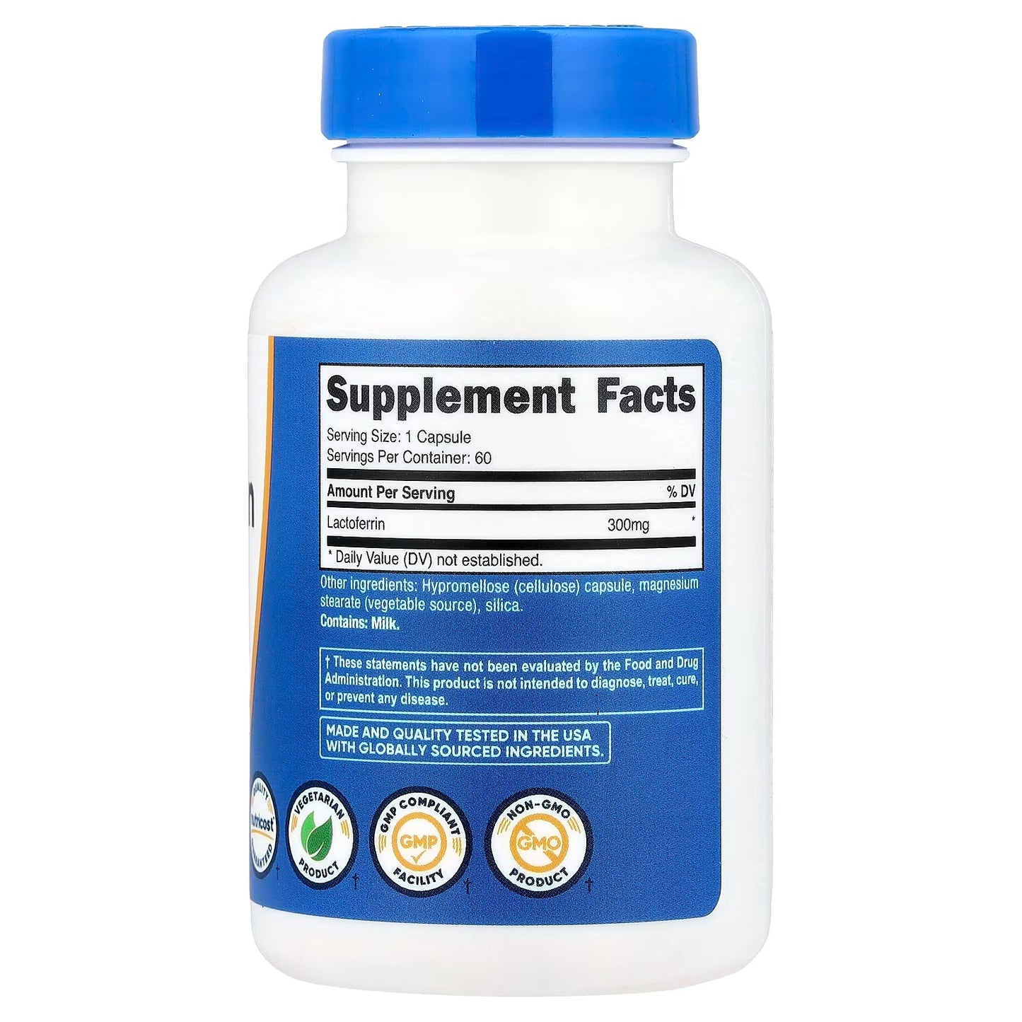 Nutricost Lactoferrin 300mg – 60 Vegetarian Capsules, 60 Servings, Gluten-Free & GMO-Free, GMP Compliant