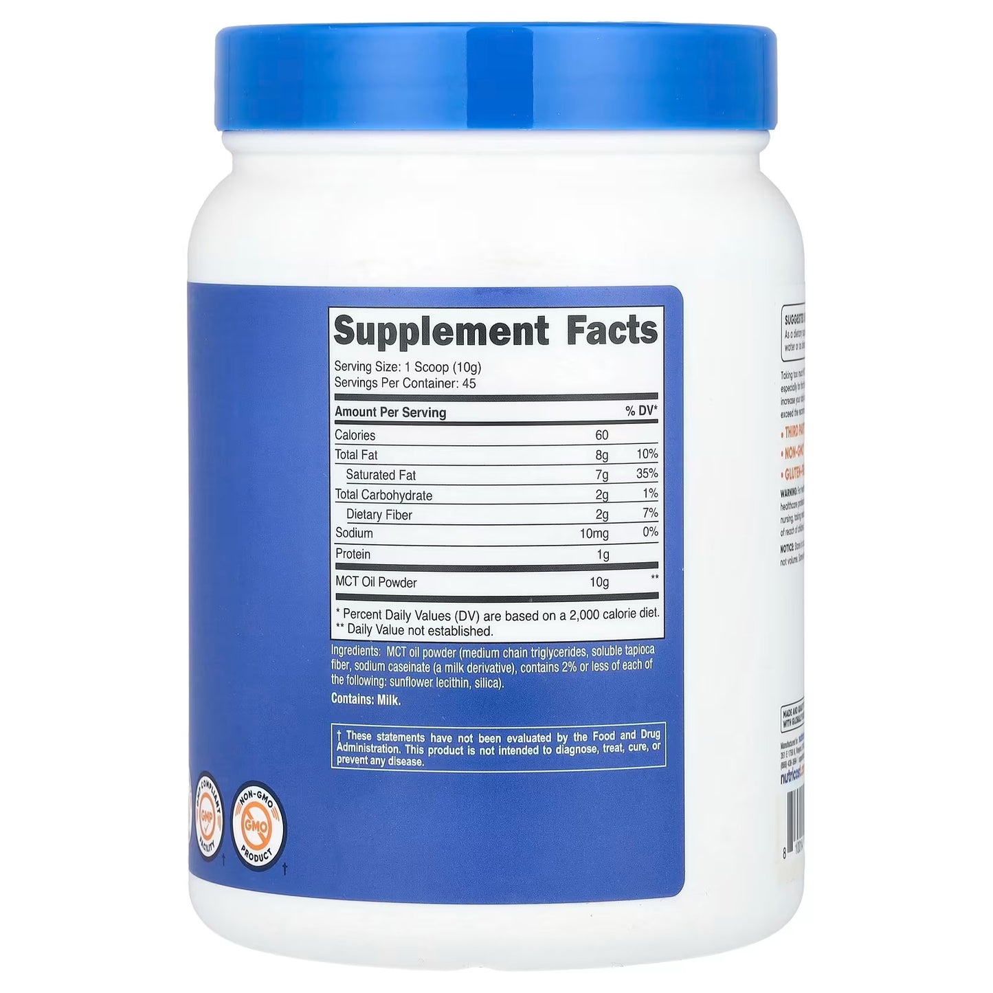 Nutricost MCT Oil Powder 1 lb (16oz) – Medium Chain Triglycerides, Gluten-Free MCT Supplement