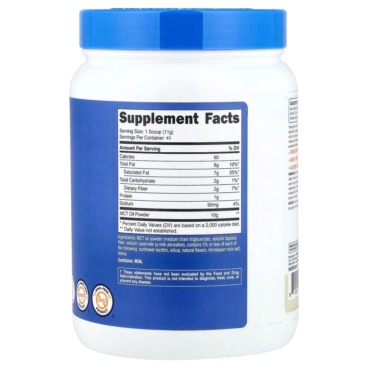 Nutricost C8 MCT Oil Powder 1 lb (16oz) – Vanilla Flavor, Gluten-Free MCT Supplement