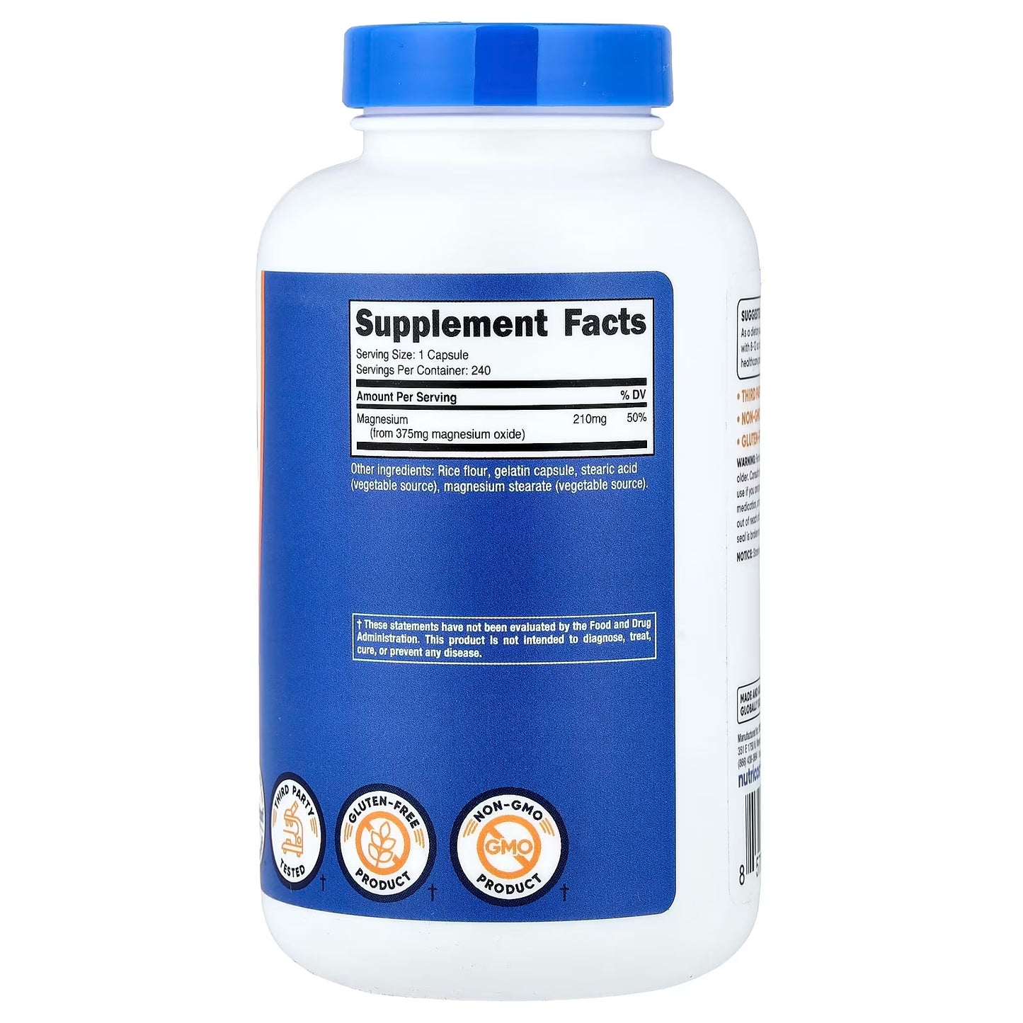Nutricost Magnesium Oxide 375mg – 240 Capsules, 210mg Magnesium, GMO-Free Mineral Supplement
