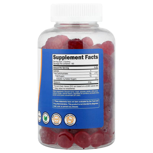 Nutricost Melatonin Gummies 5mg – Strawberry Flavor, 180 Gummies, Gluten-Free Sleep Support