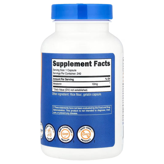 Nutricost Melatonin 10mg – 240 Tablets, Gluten-Free & GMO-Free Sleep Support Supplement