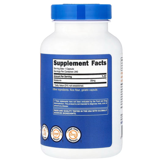 Nutricost Melatonin 20mg – 240 Capsules, Non-GMO & Gluten-Free