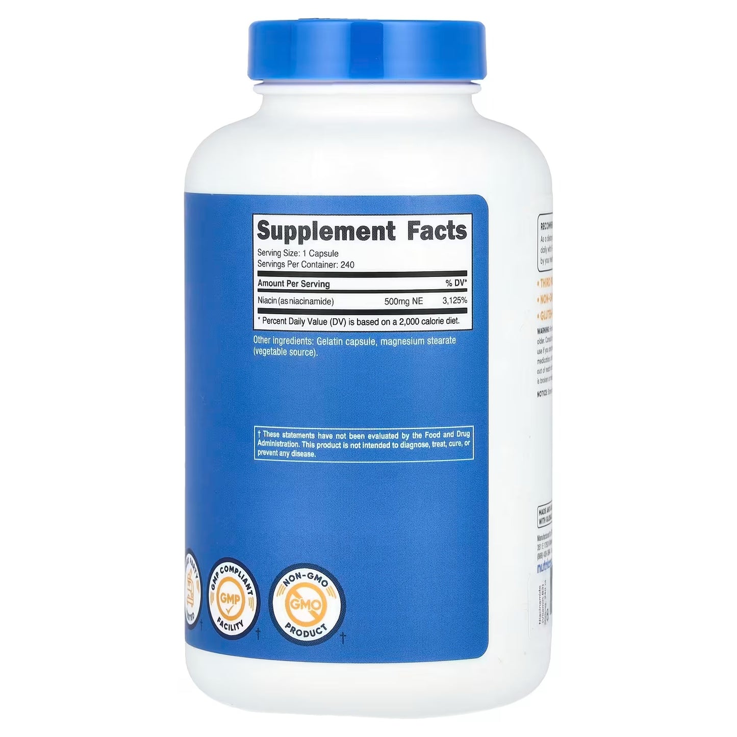 Nutricost Niacinamide (Vitamin B3) 500mg – 240 Capsules, Flush-Free, Gluten-Free & GMO-Free