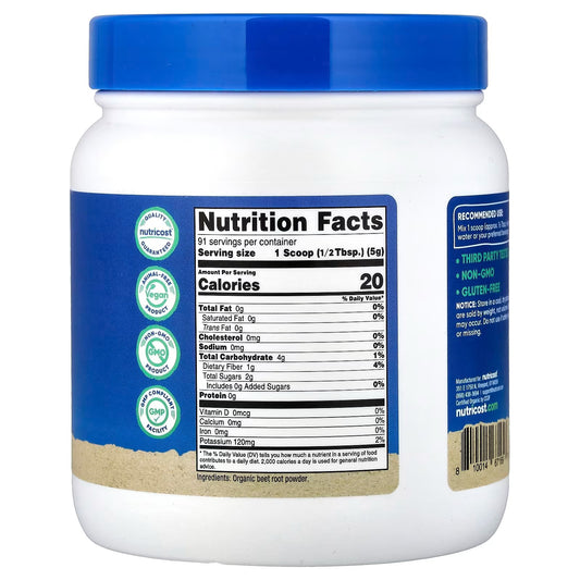 Nutricost Organic Beet Root Powder 1 lb (454g) – USDA Certified Organic, Vegan Superfood