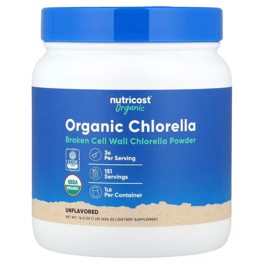 Nutricost Organic Chlorella Powder 1 lb (454g) – 3g Per Serving, Organic Superfood Supplement