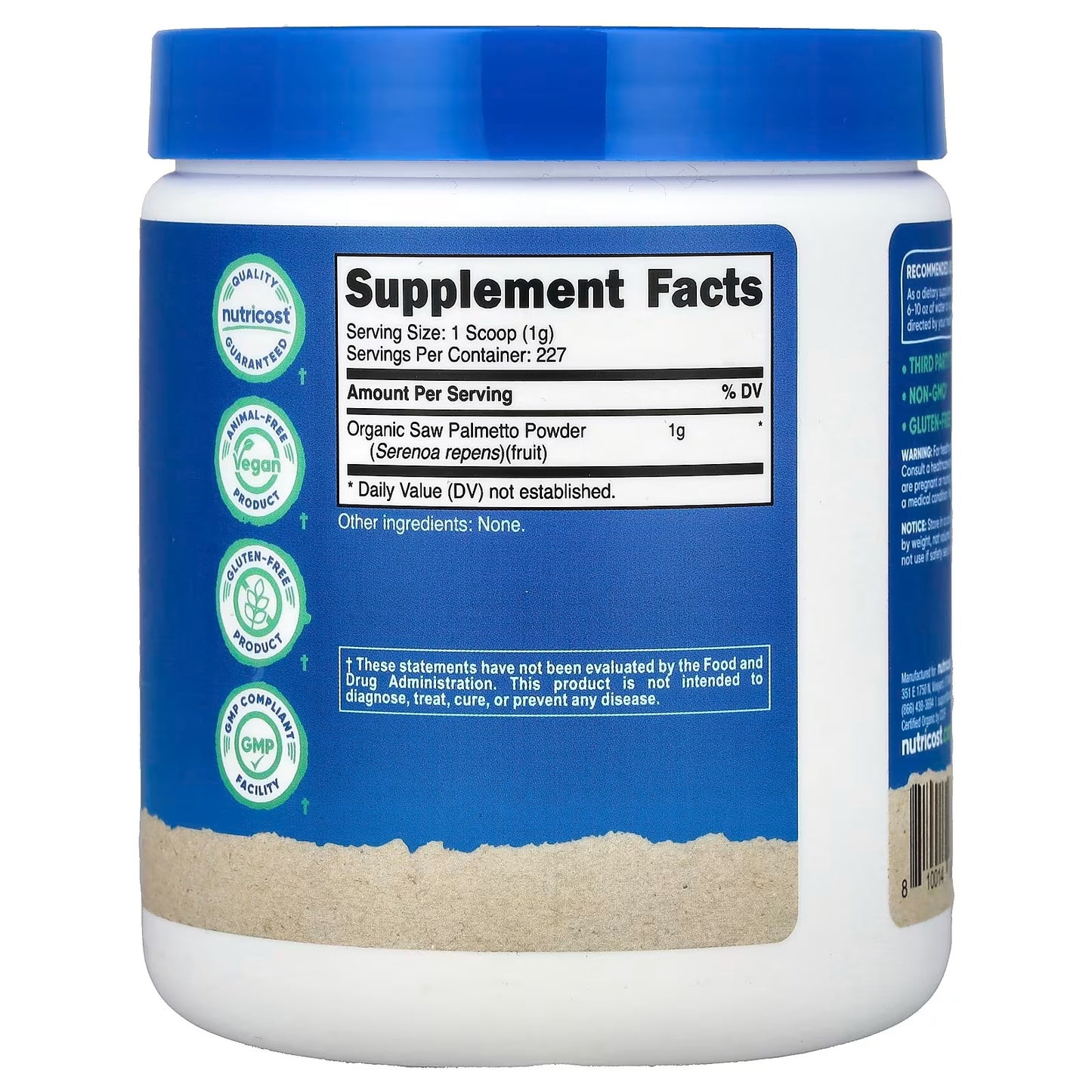 Nutricost Organic Saw Palmetto Powder 8.1oz (230g) – Natural Herbal Supplement