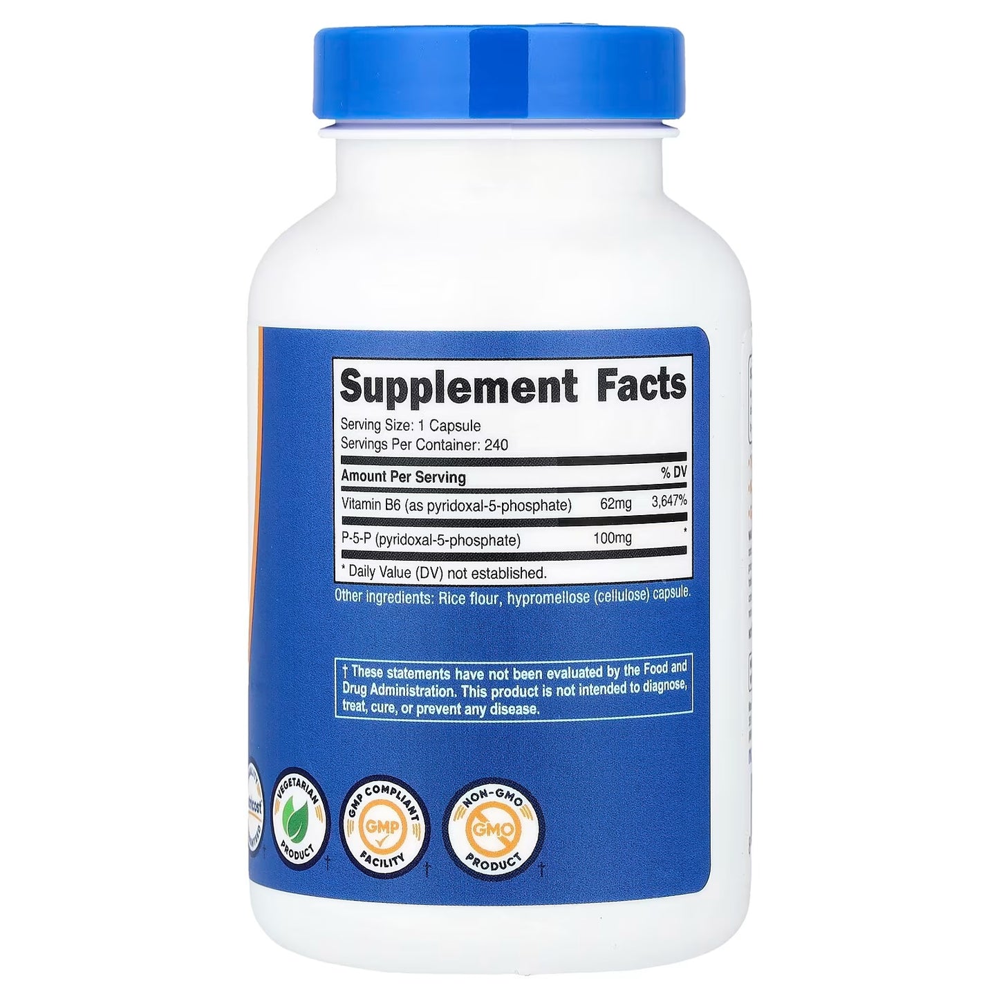 Nutricost P5P Vitamin B6 100mg – 240 Vegetarian Capsules, Pyridoxal-5-Phosphate, Gluten-Free & GMO-Free