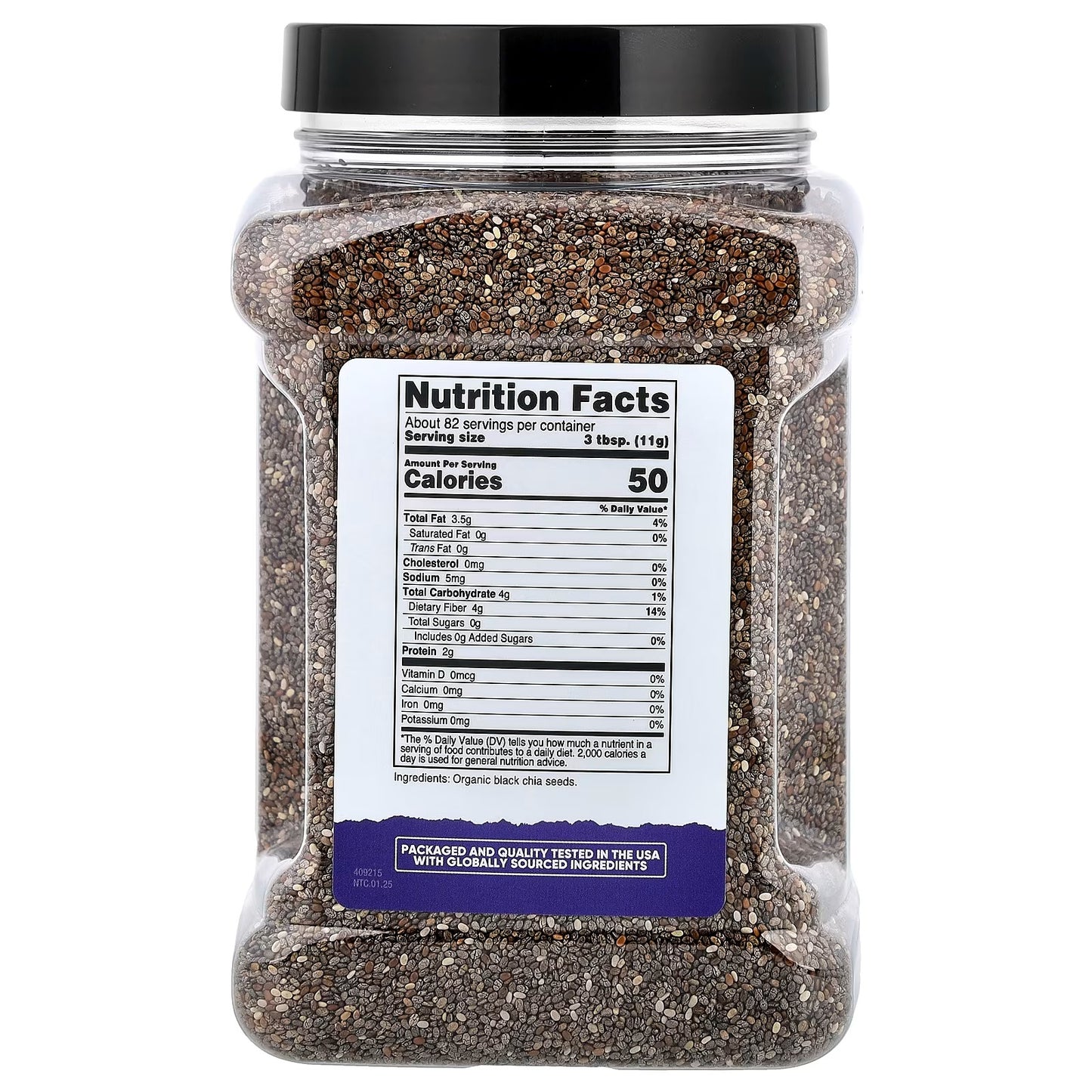 Nutricost Organic Chia Seeds 2 lbs (907g) – Plant-Based Superfood, Natural Pantry Ingredient