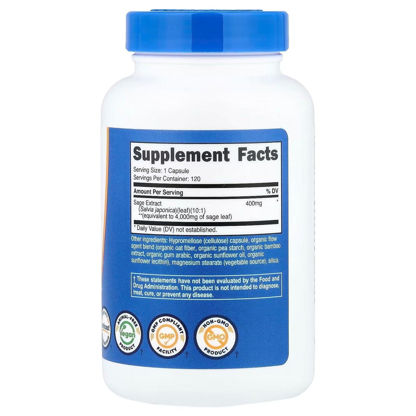 Nutricost Sage 400mg – 120 Capsules, Herbal Sage Leaf Supplement