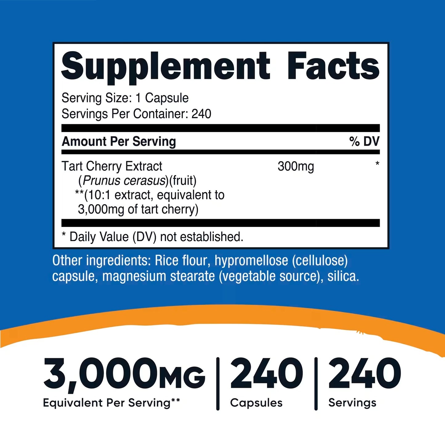 Nutricost Tart Cherry Extract – 240 Vegetarian Capsules, 240 Servings, Gluten-Free & GMO-Free