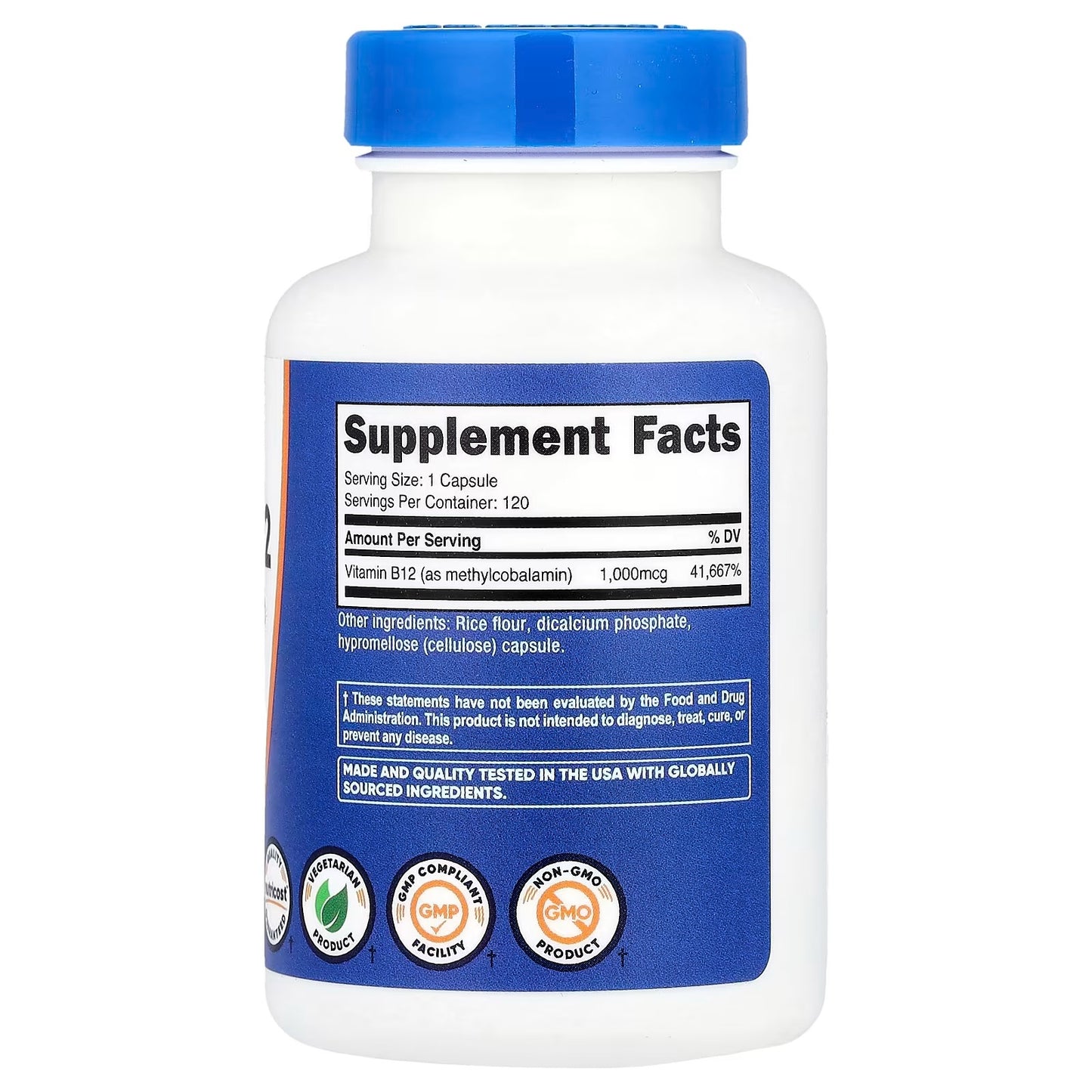Nutricost Vitamin B12 1000mcg (Methylcobalamin) – 120 Vegetarian Capsules, Gluten-Free & GMO-Free
