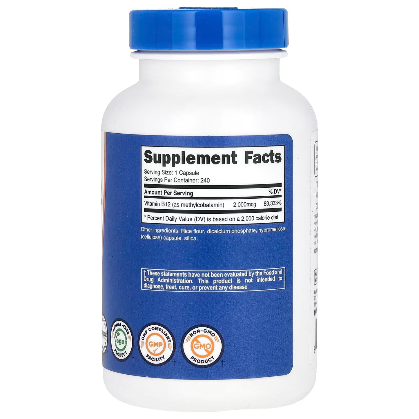 Nutricost Vitamin B12 2000mcg (Methylcobalamin) – 240 Vegetarian Capsules, Gluten-Free & GMO-Free