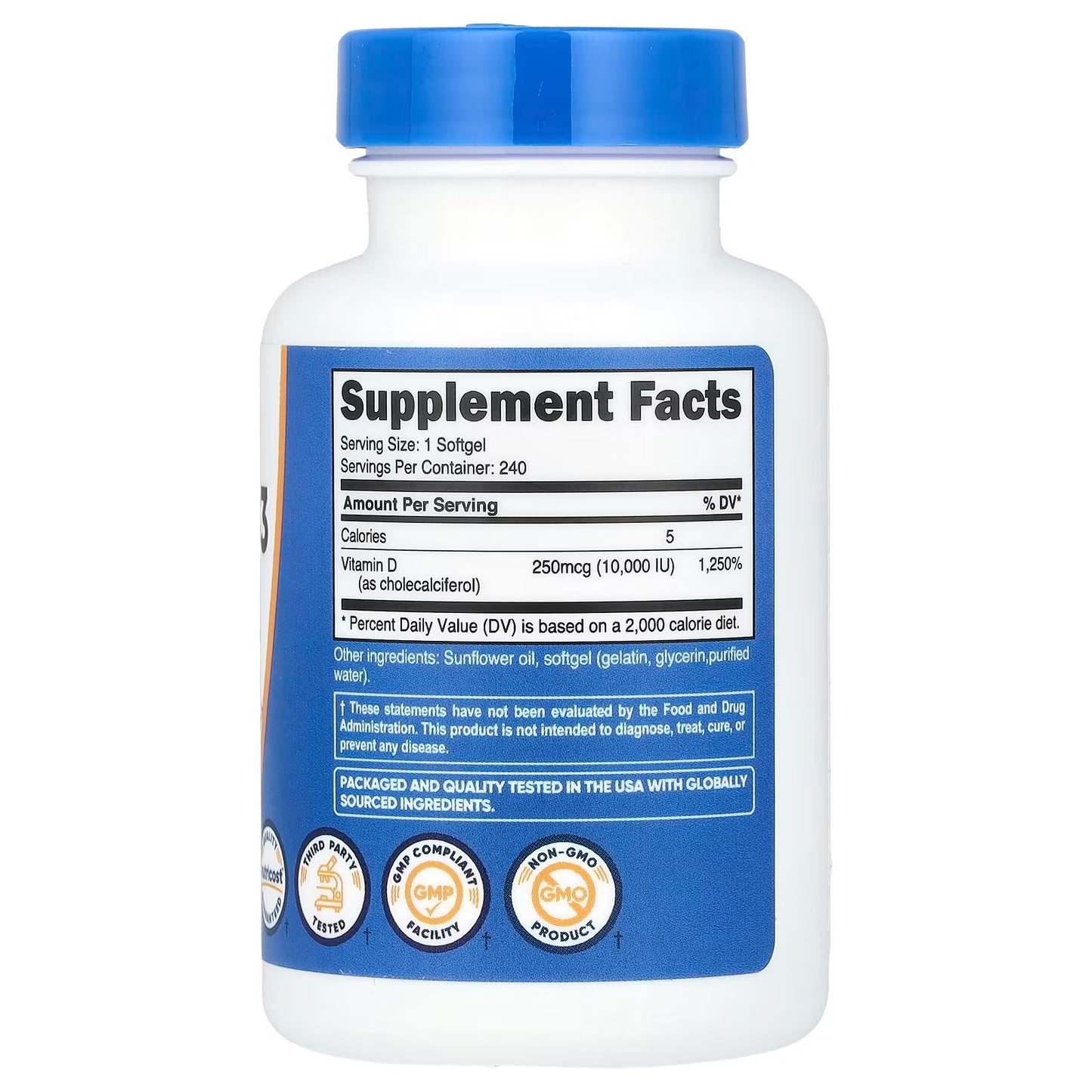 Nutricost Vitamin D3 10,000 IU – 240 Softgels, High-Potency Vitamin D3, Gluten-Free & GMO-Free