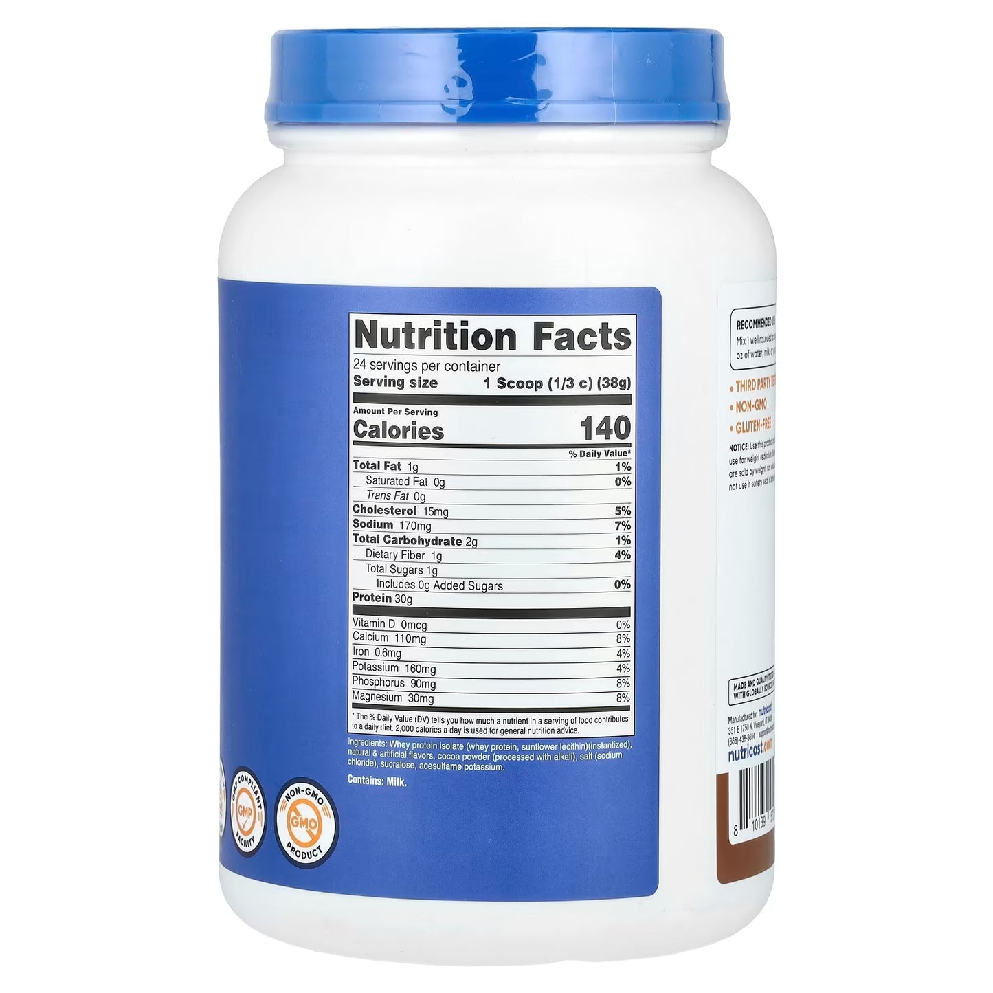 Nutricost Whey Protein Isolate 2 lbs (907g) – Mocha Flavor, Premium Protein Powder