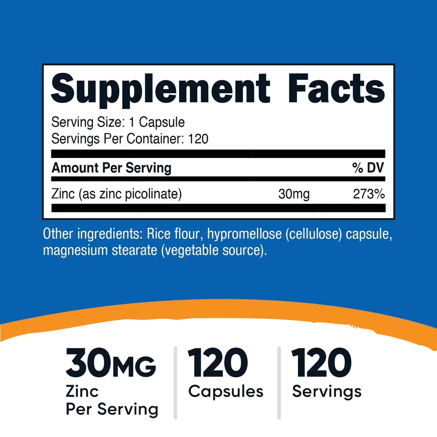 Nutricost Zinc Picolinate 30mg – 120 Capsules, Gluten-Free & GMO-Free