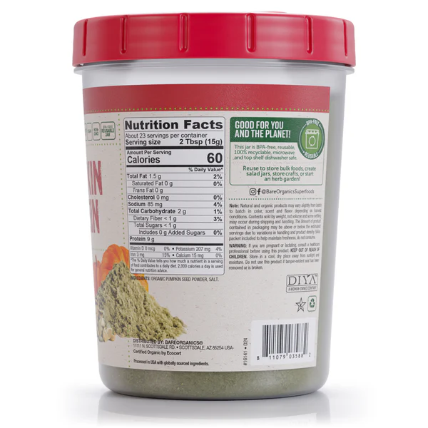 Bare Organics Roasted Organic Pumpkin Protein Powder 340g