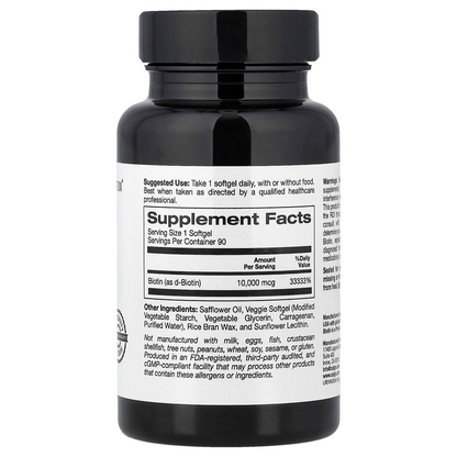 California Gold Nutrition Biotin 10,000 mcg 90 Vegetable Softgels