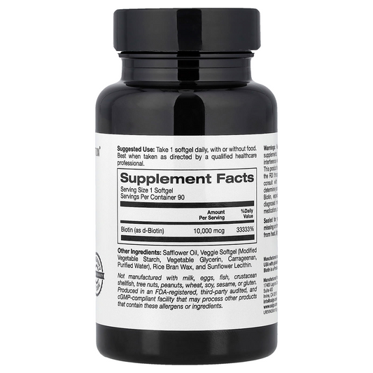 California Gold Nutrition Biotin 10,000 mcg 90 Vegetable Softgels