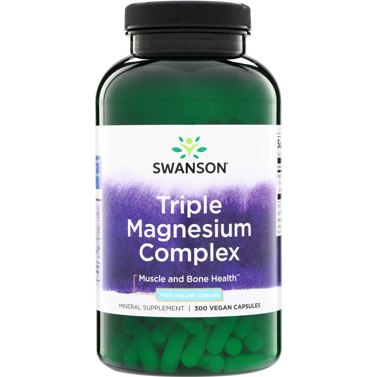 Swanson Vitamins Triple Magnesium Complex 400 Mg Muscle and Bone Health Vegan Capsules