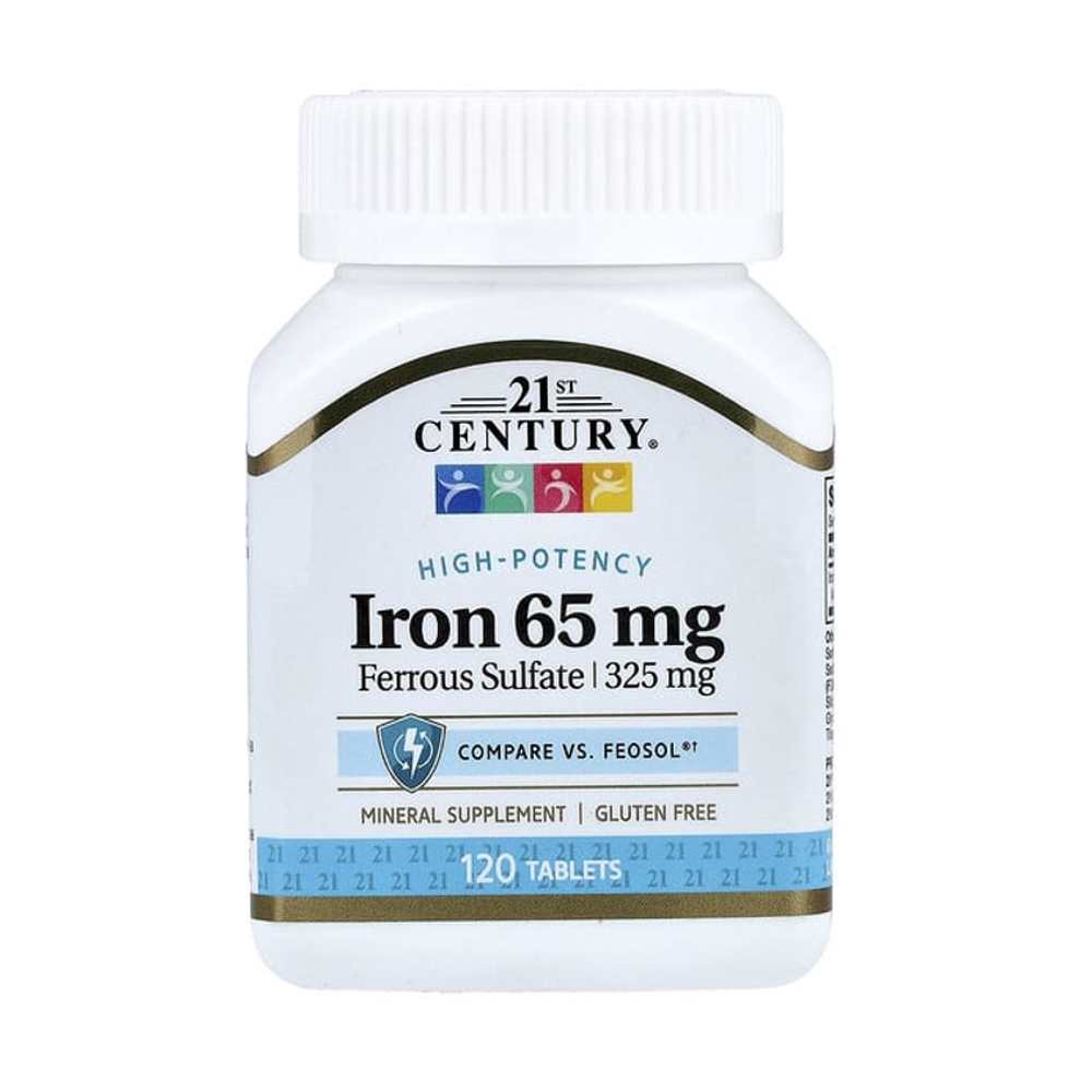 21st Century Iron 65 mg Haemoglobin formation and oxygen transport Energy metabolism 120 Tablets