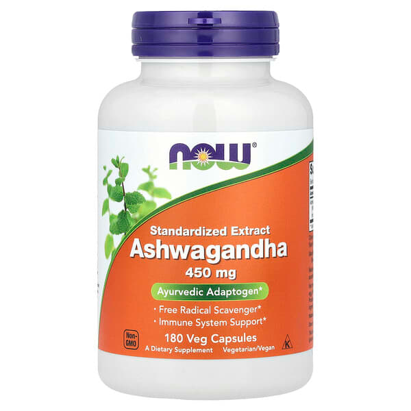 Now Foods Ashwagandha Ayurvedic Adaptogen standardised Extract 450 Mg Stress Support Immune Support  Antioxidant Support Veg Capsules