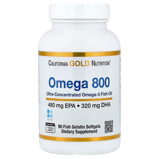 California Gold Nutrition Omega 800 Ultra-Concentrated Omega-3 Fish Oil 480 Mg Epa 320 Mg DHA Fish Gelatin Softgels