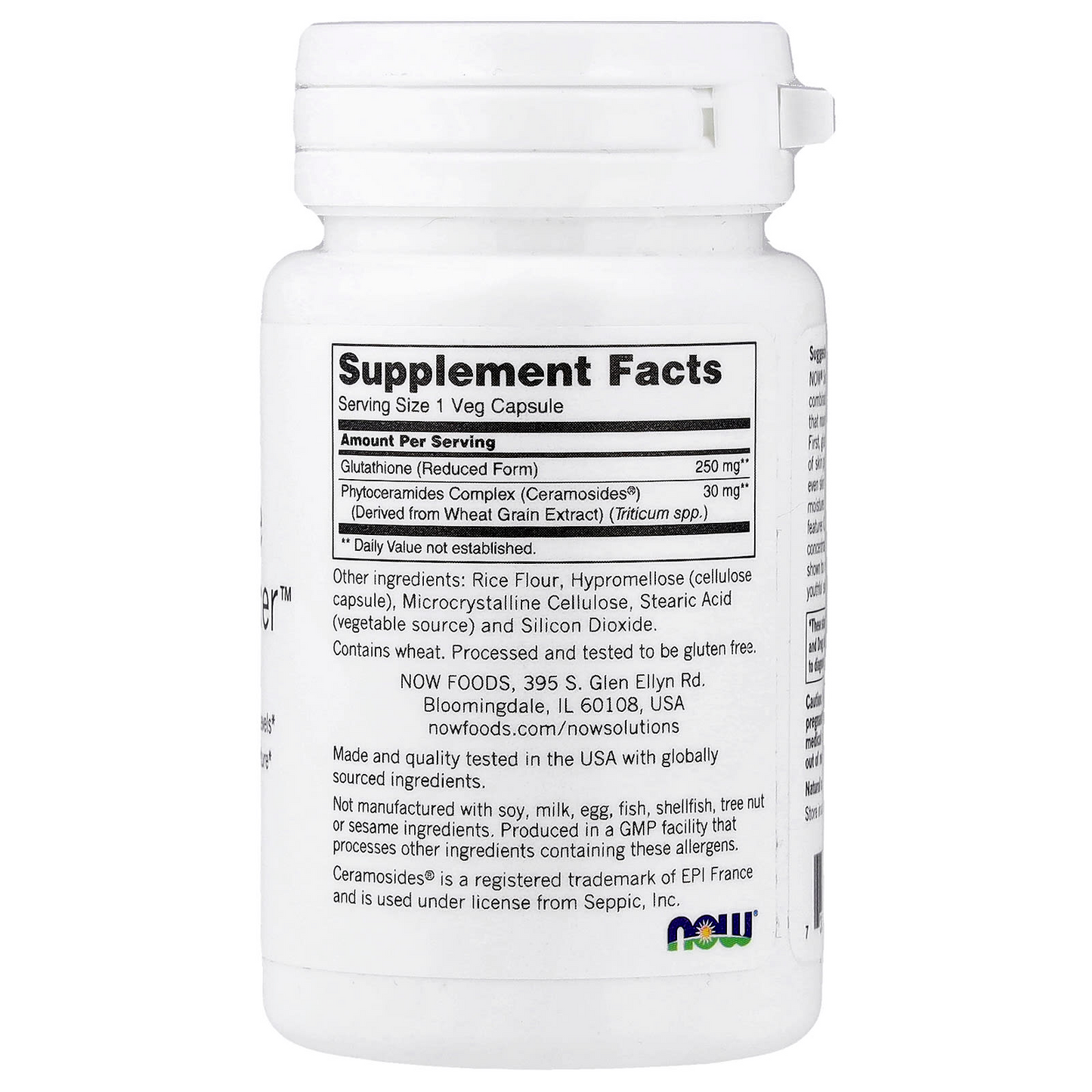 Now Foods Solutions Glutathione Skin Brightener 30 Veg Capsules